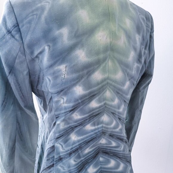 Roberto Cavalli Vintage SS2001 Collection Teal Gold Cupro Denim Blazer RARE - Picture 12 of 14